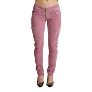 Acht Pink Cotton Low Waist Skinny Denim Cargo Women's Jeans